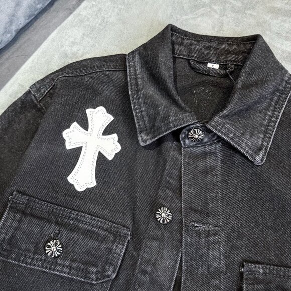 Chrome Hearts Cross Leather Black and White Denim Jacket - Picture 3 of 9